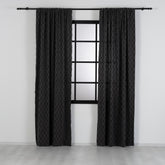 FLOSIA Fluffy Pom Pom Panel Curtain – Black